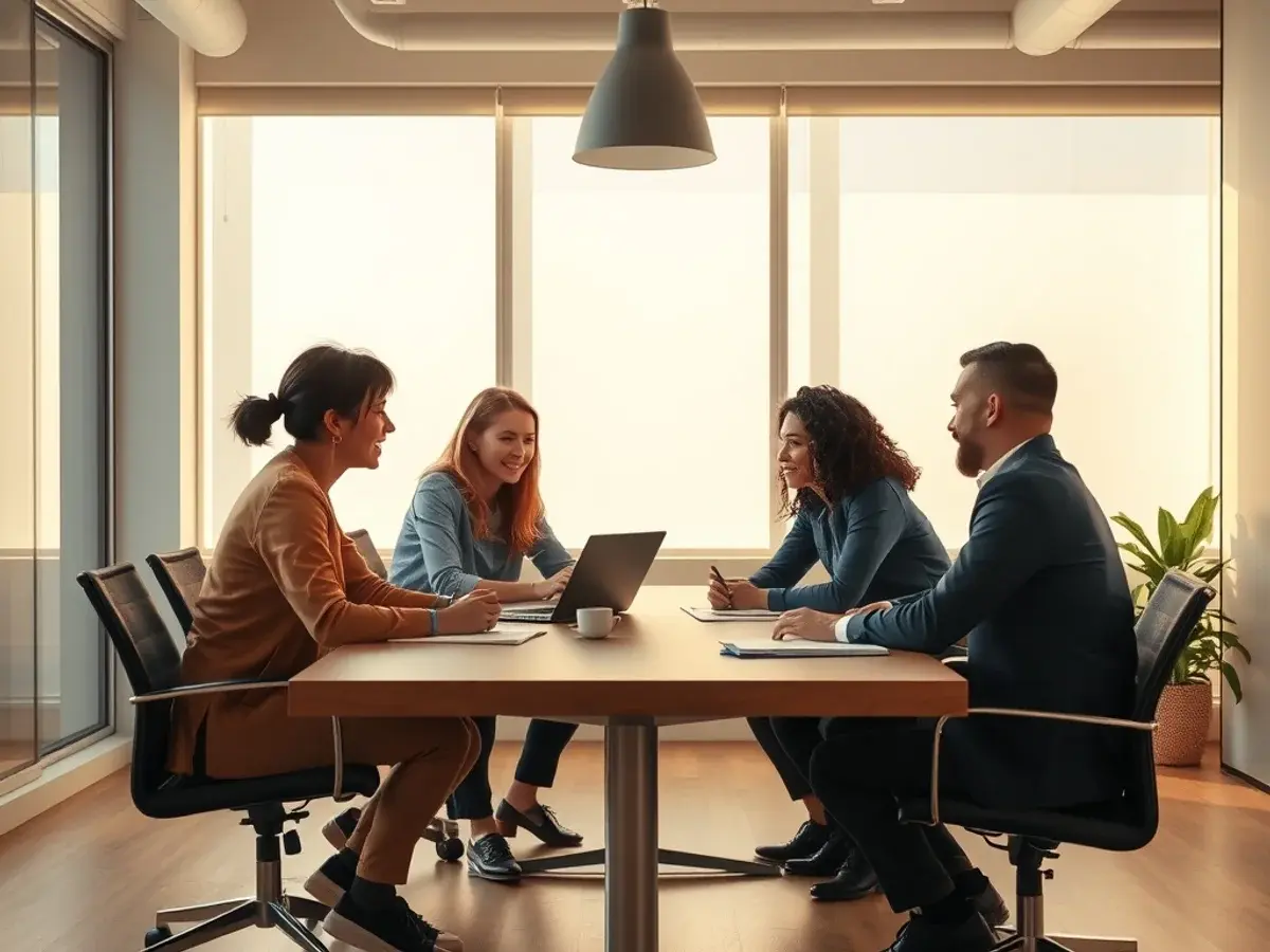 Hiring team having a collaborative discussion