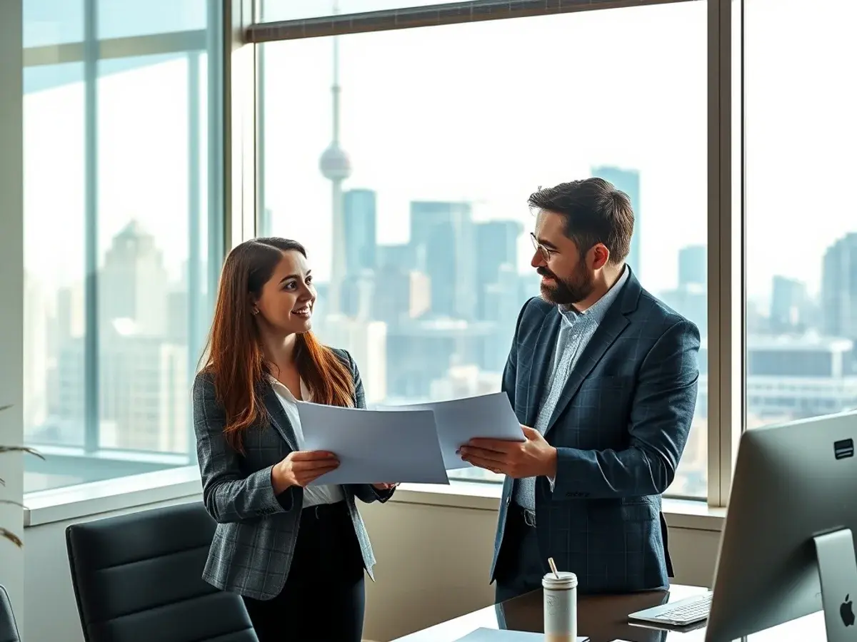 Professional discussing career plans with an adviser
