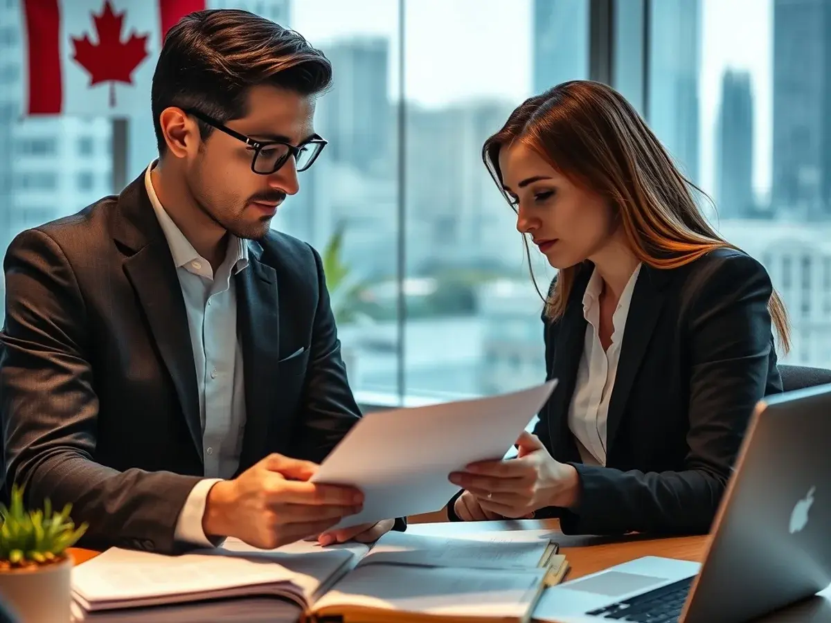 Professional and adviser reviewing a career portfolio